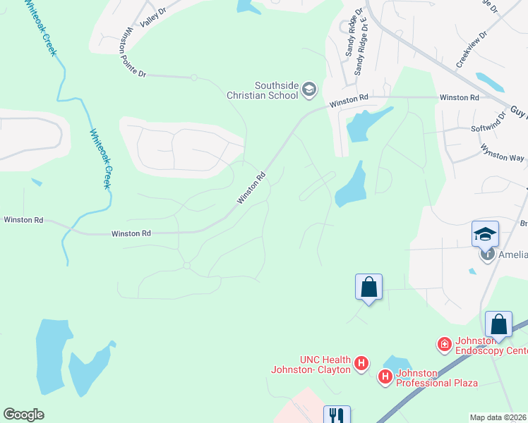 map of restaurants, bars, coffee shops, grocery stores, and more near Shooting Star Lane in Clayton