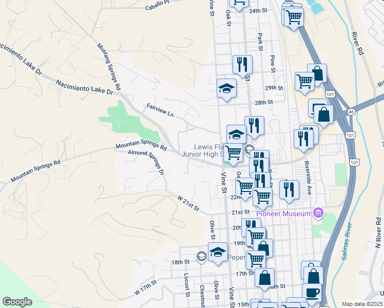 map of restaurants, bars, coffee shops, grocery stores, and more near 2445 Royal Court in Paso Robles