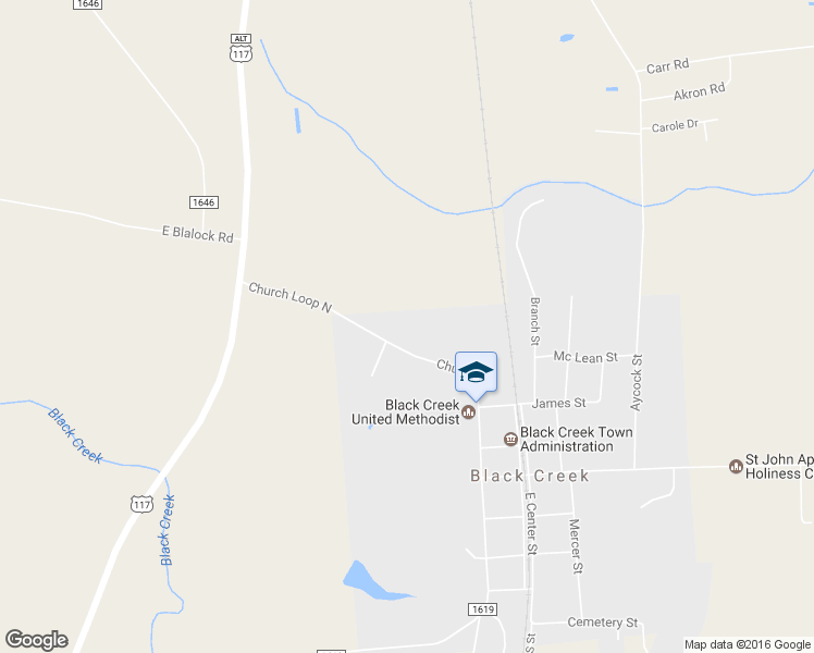 map of restaurants, bars, coffee shops, grocery stores, and more near 103 Church St in Black Creek
