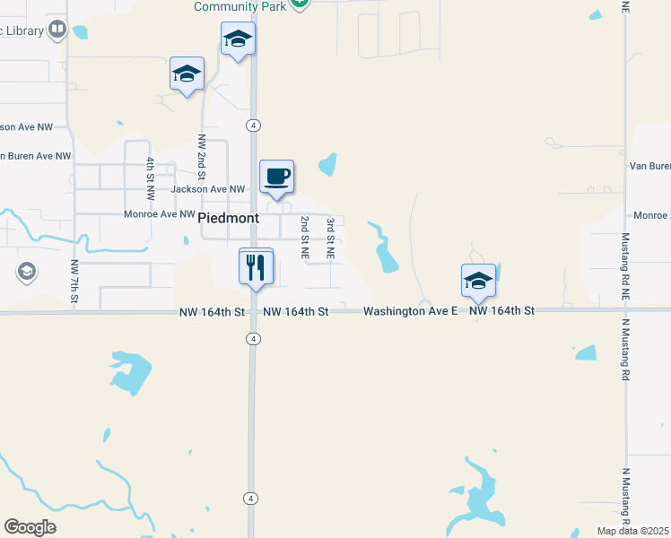 map of restaurants, bars, coffee shops, grocery stores, and more near 116 3rd Street Northeast in Piedmont