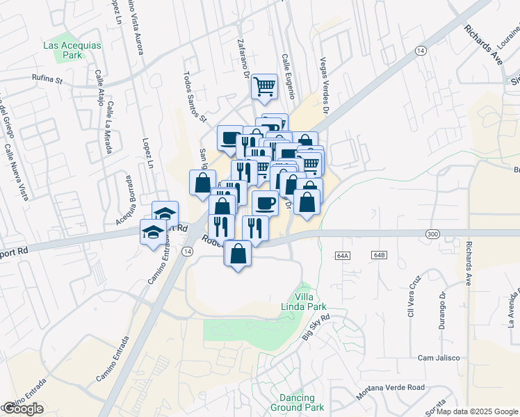 map of restaurants, bars, coffee shops, grocery stores, and more near 4036 Cerrillos Road in Santa Fe