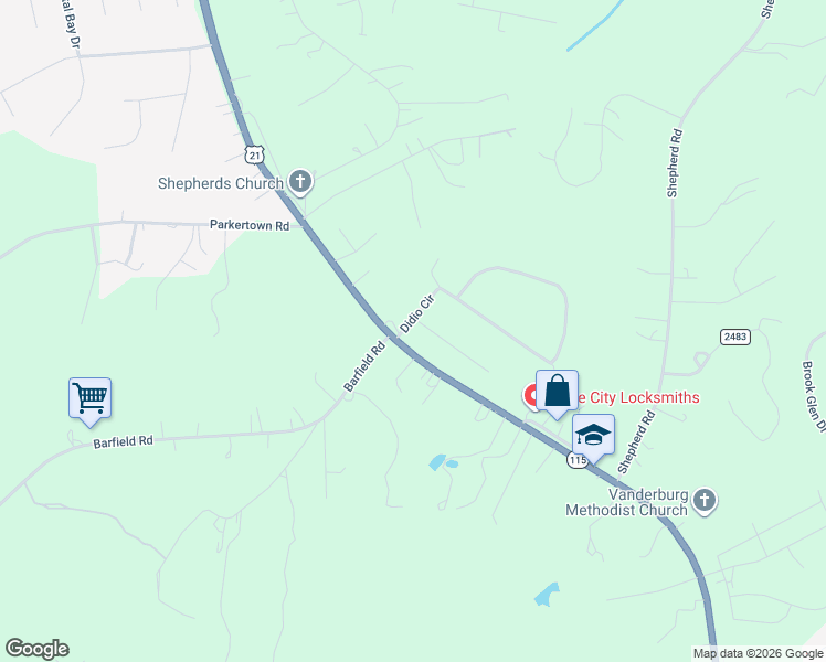 map of restaurants, bars, coffee shops, grocery stores, and more near 221 Didio Circle in Mooresville
