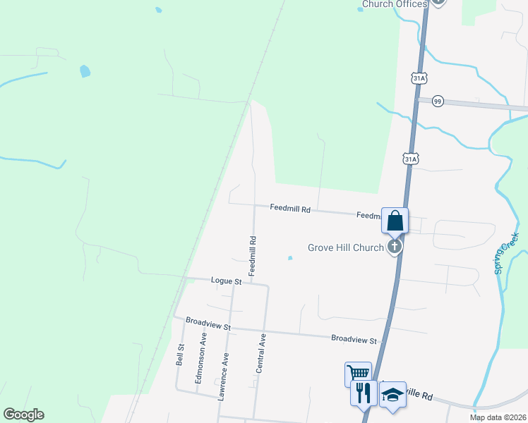 map of restaurants, bars, coffee shops, grocery stores, and more near 2351 Feedmill Rd in Chapel Hill