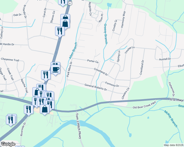 map of restaurants, bars, coffee shops, grocery stores, and more near 221 Jackson Heights Road in Columbia