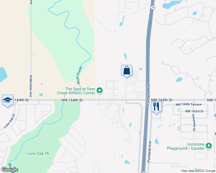 map of restaurants, bars, coffee shops, grocery stores, and more near 16704 Doyle Drive in Edmond