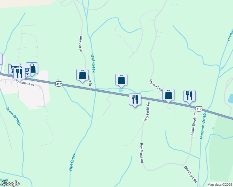 map of restaurants, bars, coffee shops, grocery stores, and more near 916 East Church Street in Lexington