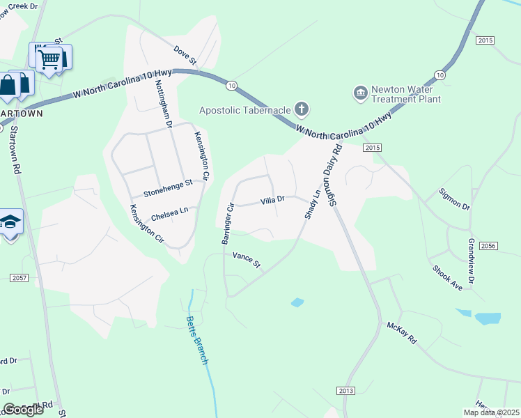 map of restaurants, bars, coffee shops, grocery stores, and more near 1709 Hedrick Street in Newton
