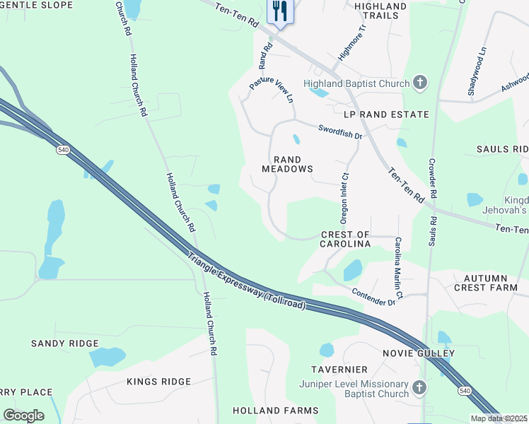 map of restaurants, bars, coffee shops, grocery stores, and more near 4804 Swordfish Drive in Raleigh