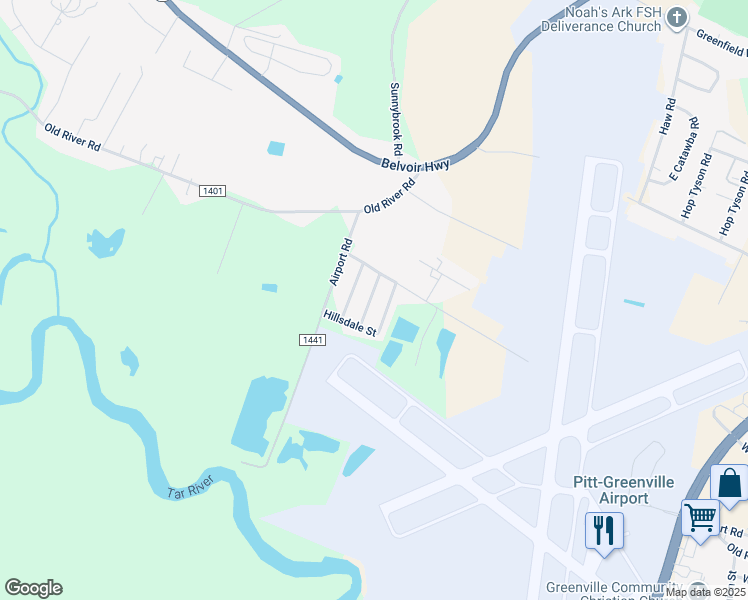 map of restaurants, bars, coffee shops, grocery stores, and more near 1540 Pleasant Drive in Greenville