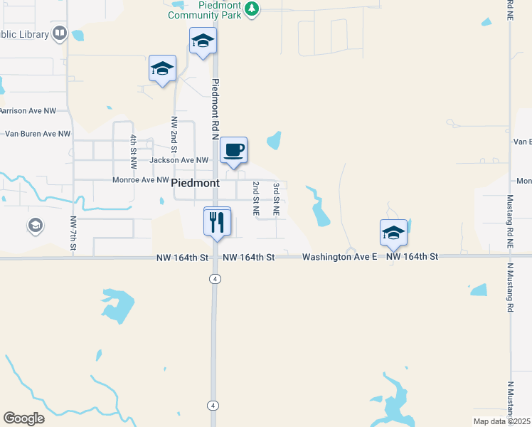map of restaurants, bars, coffee shops, grocery stores, and more near 116 3rd Street Northeast in Piedmont