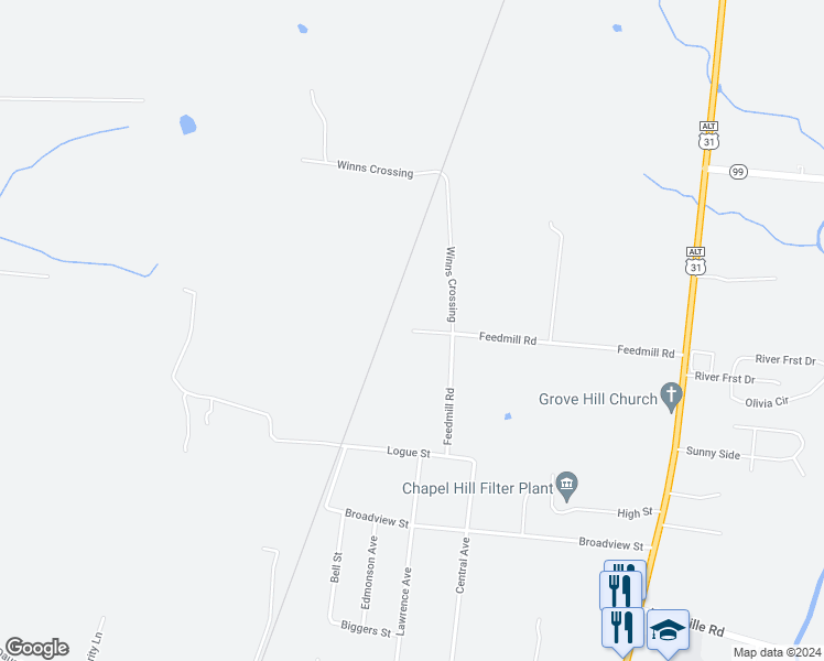 map of restaurants, bars, coffee shops, grocery stores, and more near 2224 Winns Court in Chapel Hill