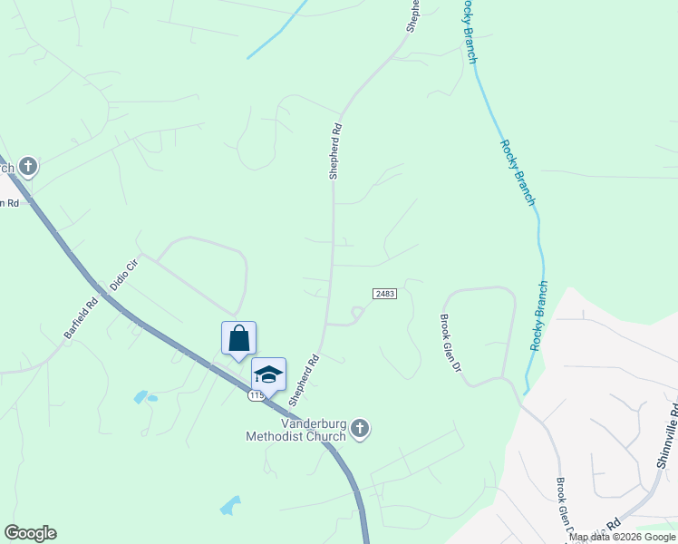 map of restaurants, bars, coffee shops, grocery stores, and more near 209 Shepherd Road in Mooresville