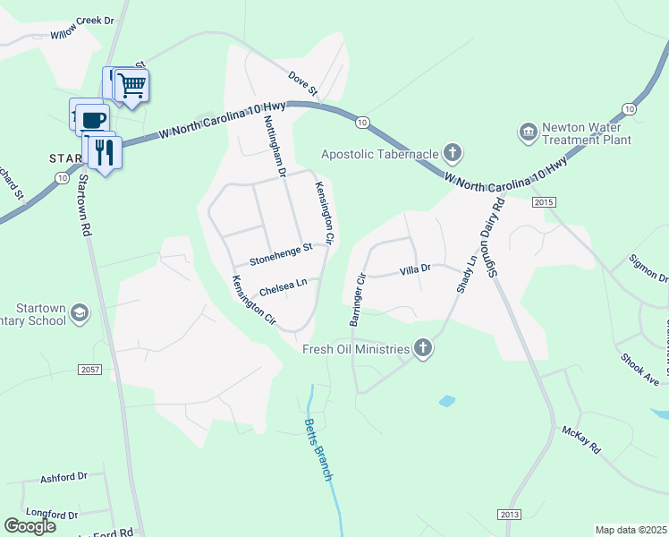 map of restaurants, bars, coffee shops, grocery stores, and more near 1128 Kensington Circle in Newton
