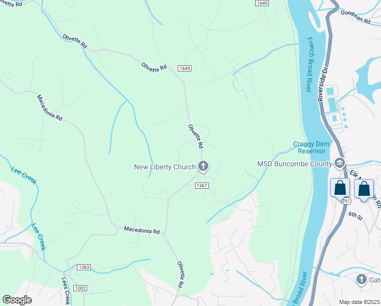 map of restaurants, bars, coffee shops, grocery stores, and more near 102 Wild Goose Way in Asheville