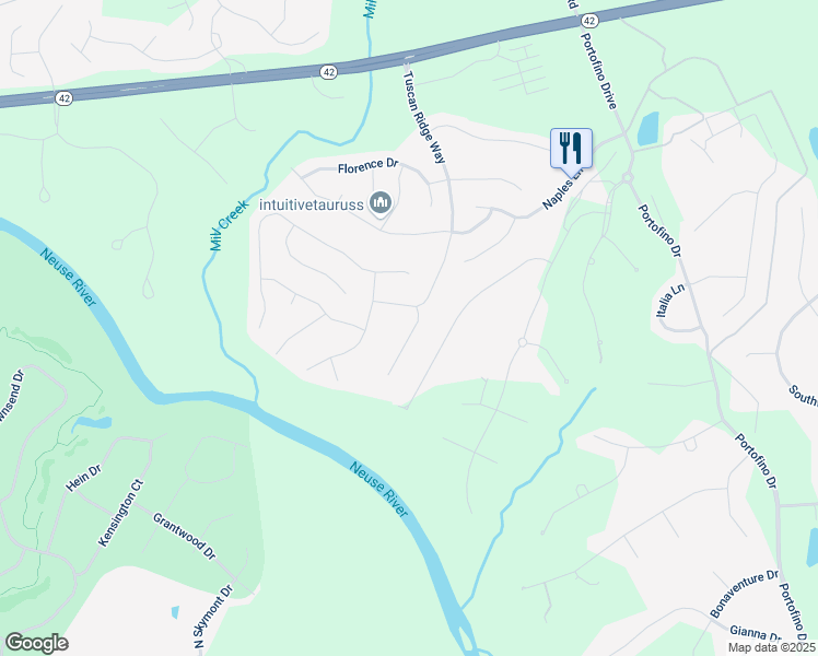 map of restaurants, bars, coffee shops, grocery stores, and more near 60 Stromness Path in Clayton