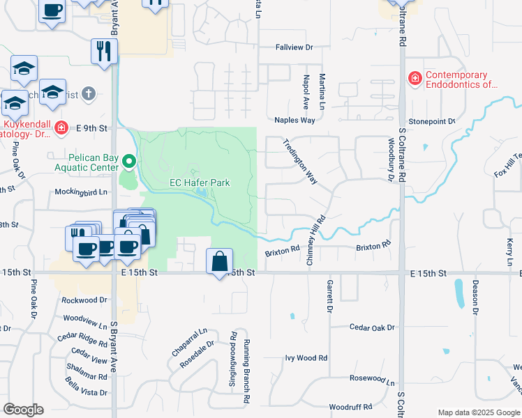 map of restaurants, bars, coffee shops, grocery stores, and more near 1117 Colchester Terrace in Edmond