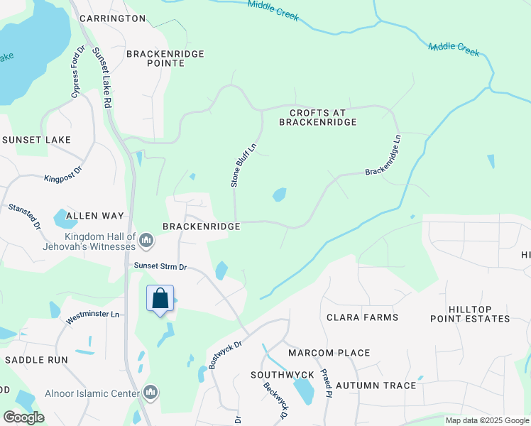map of restaurants, bars, coffee shops, grocery stores, and more near 3605 Brackenridge Lane in Fuquay-Varina