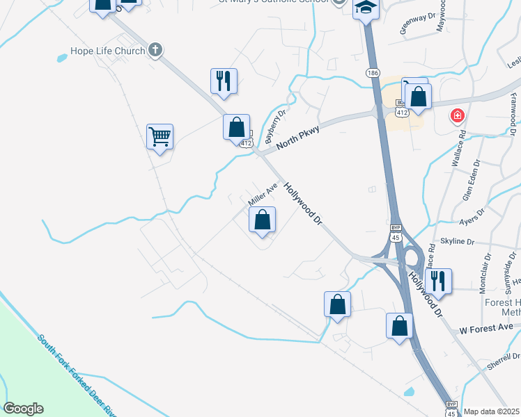 map of restaurants, bars, coffee shops, grocery stores, and more near 48 Miller Avenue in Jackson