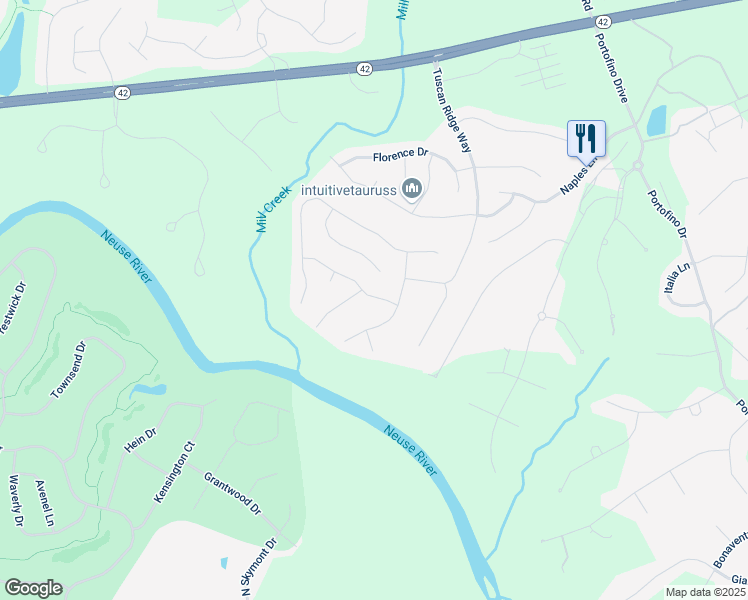 map of restaurants, bars, coffee shops, grocery stores, and more near 214 Stornoway Lane in Clayton