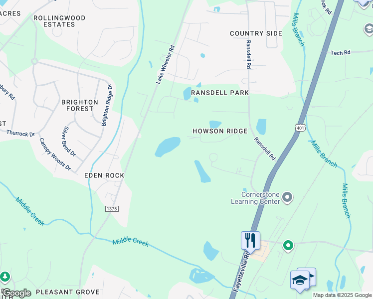 map of restaurants, bars, coffee shops, grocery stores, and more near 2101 Howson Road in Raleigh