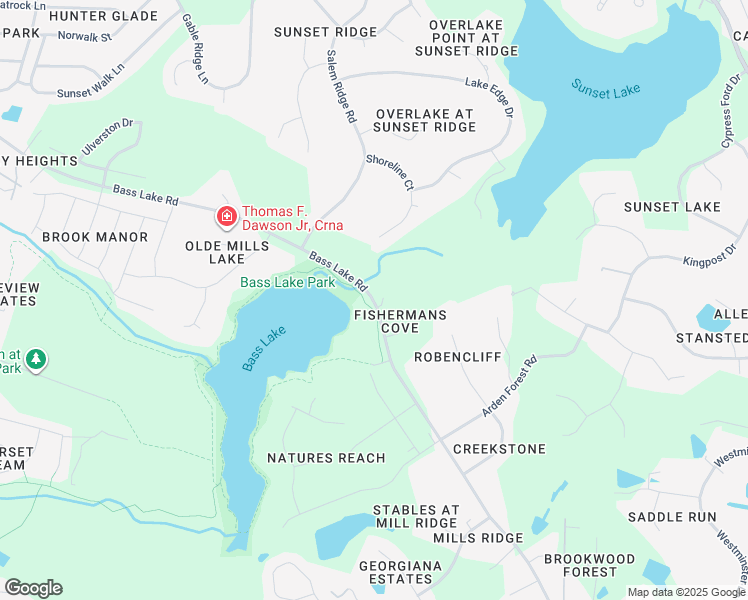 map of restaurants, bars, coffee shops, grocery stores, and more near 900 Bass Lake Road in Holly Springs
