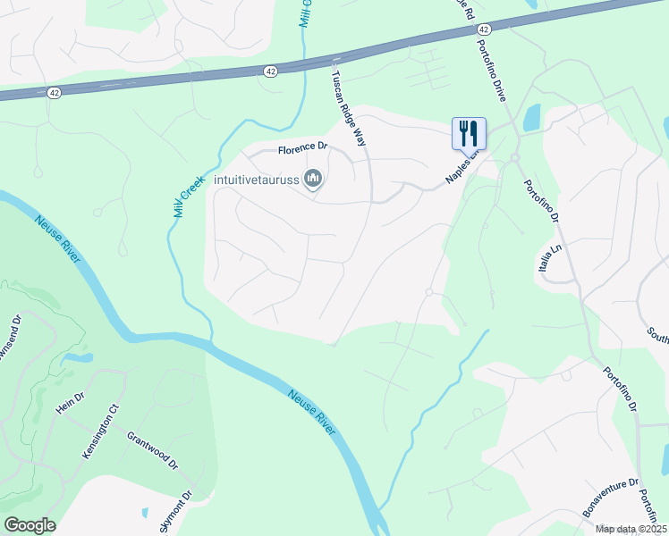 map of restaurants, bars, coffee shops, grocery stores, and more near 321 Tuscan Ridge Way in Clayton