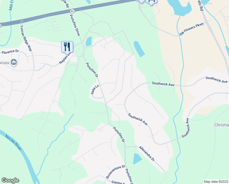 map of restaurants, bars, coffee shops, grocery stores, and more near 71 Catria Court in Clayton