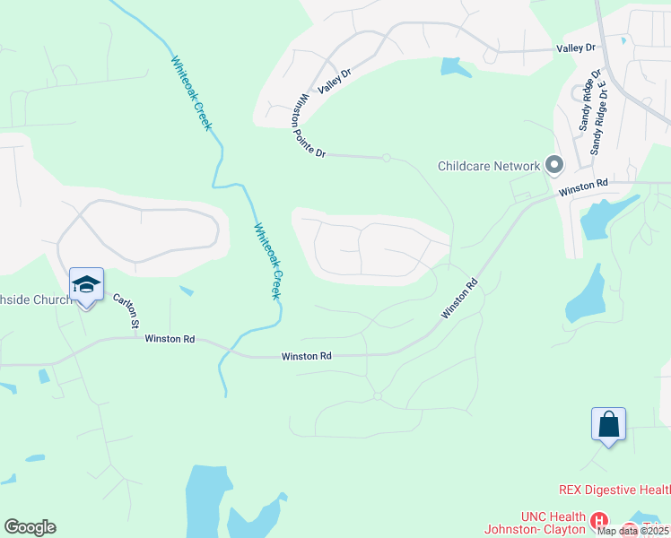 map of restaurants, bars, coffee shops, grocery stores, and more near 404 Whitebark Lane in Clayton