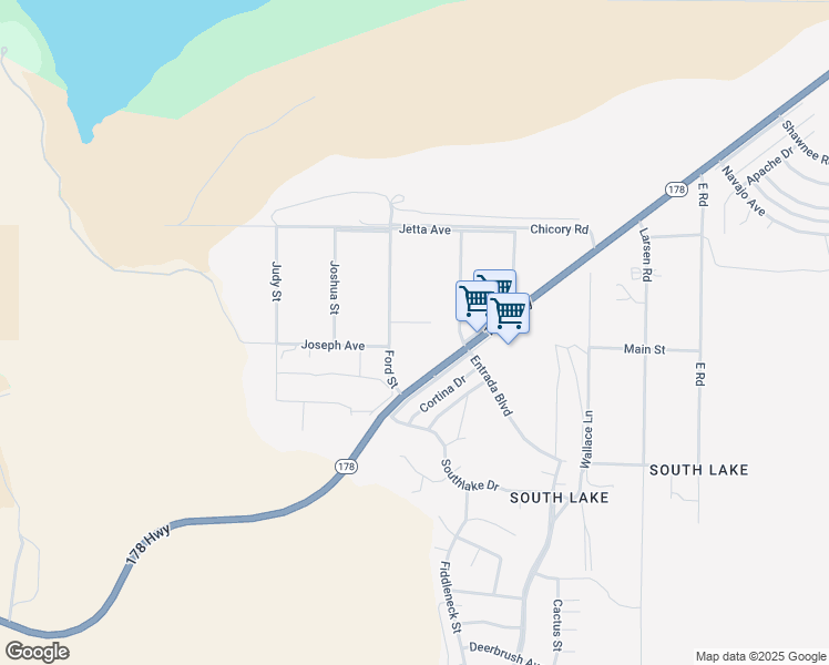 map of restaurants, bars, coffee shops, grocery stores, and more near in Lake Isabella