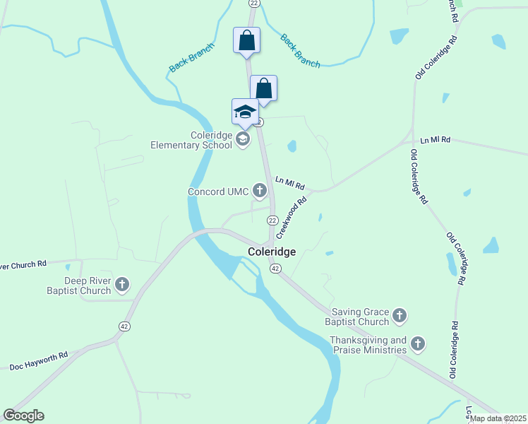 map of restaurants, bars, coffee shops, grocery stores, and more near 6024 Concord Church Road in Ramseur