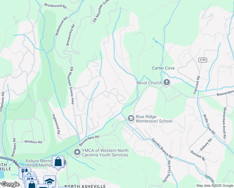 map of restaurants, bars, coffee shops, grocery stores, and more near 15 Snap Dragon Court in Asheville