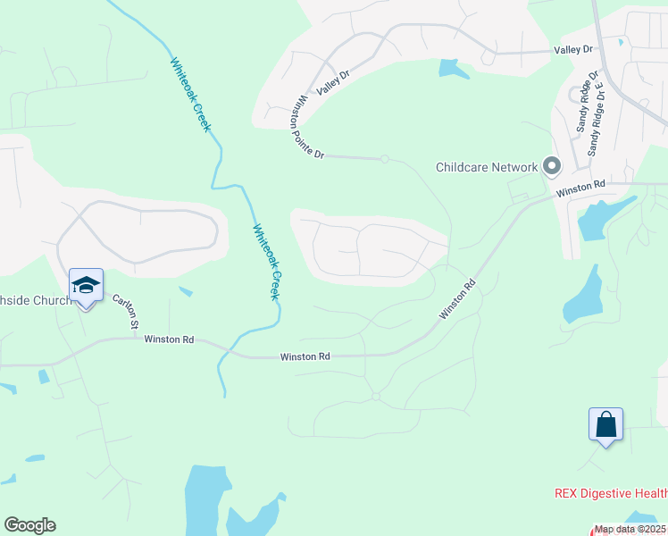 map of restaurants, bars, coffee shops, grocery stores, and more near 404 Whitebark Lane in Clayton