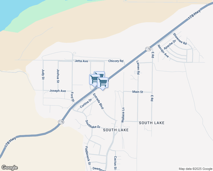 map of restaurants, bars, coffee shops, grocery stores, and more near 14680 California 178 in Lake Isabella