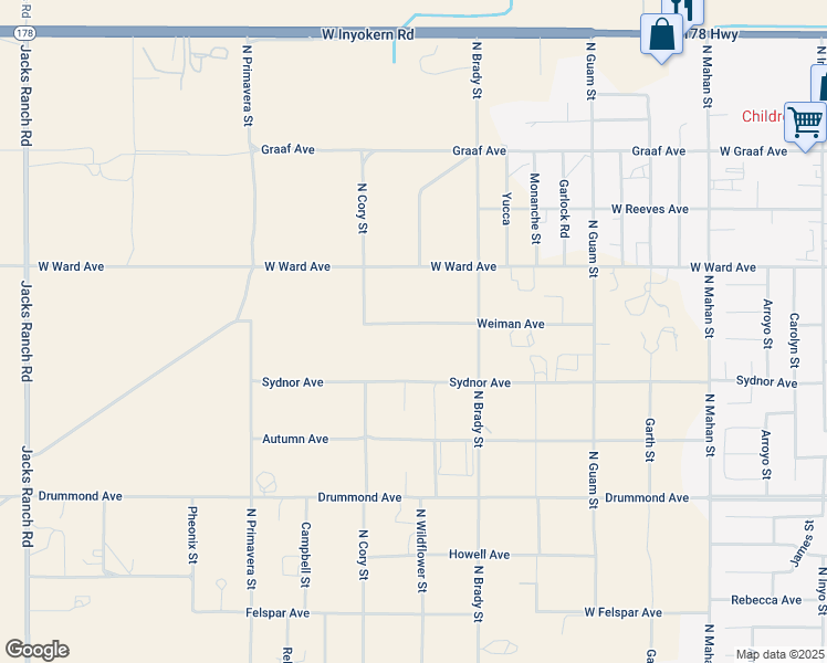 map of restaurants, bars, coffee shops, grocery stores, and more near 1807 Weiman Avenue in Ridgecrest