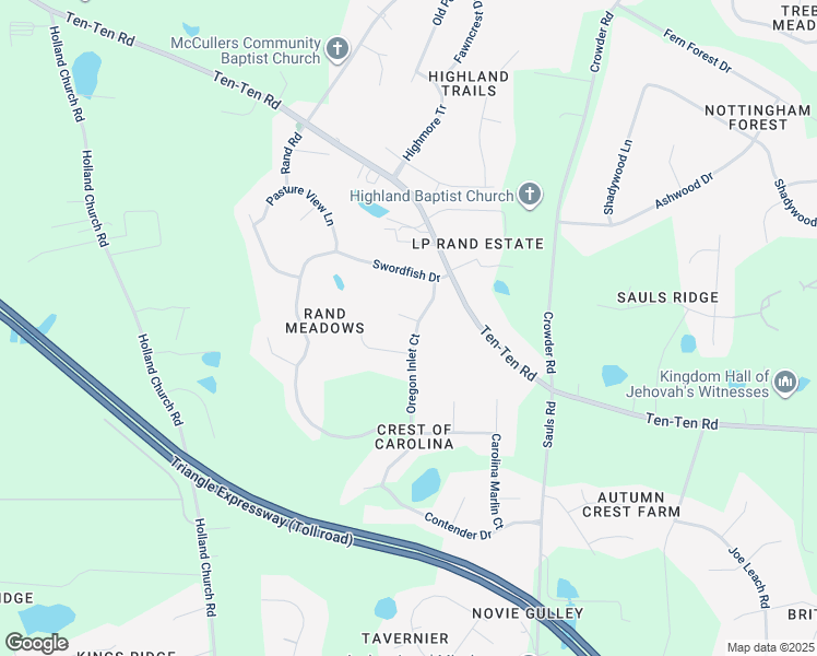 map of restaurants, bars, coffee shops, grocery stores, and more near 8720 Oregon Inlet Court in Raleigh
