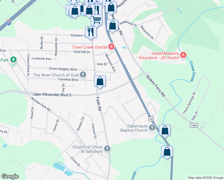 map of restaurants, bars, coffee shops, grocery stores, and more near 1211 Juniper St in Salisbury