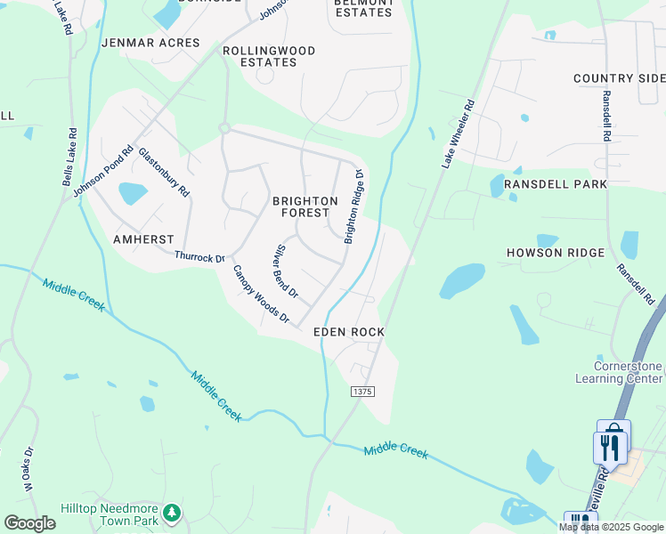 map of restaurants, bars, coffee shops, grocery stores, and more near 3030 Brighton Bluff Drive in Apex