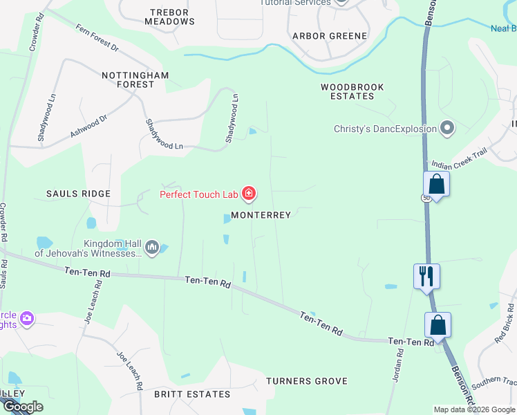 map of restaurants, bars, coffee shops, grocery stores, and more near 10533 Ten-Ten Road in Raleigh