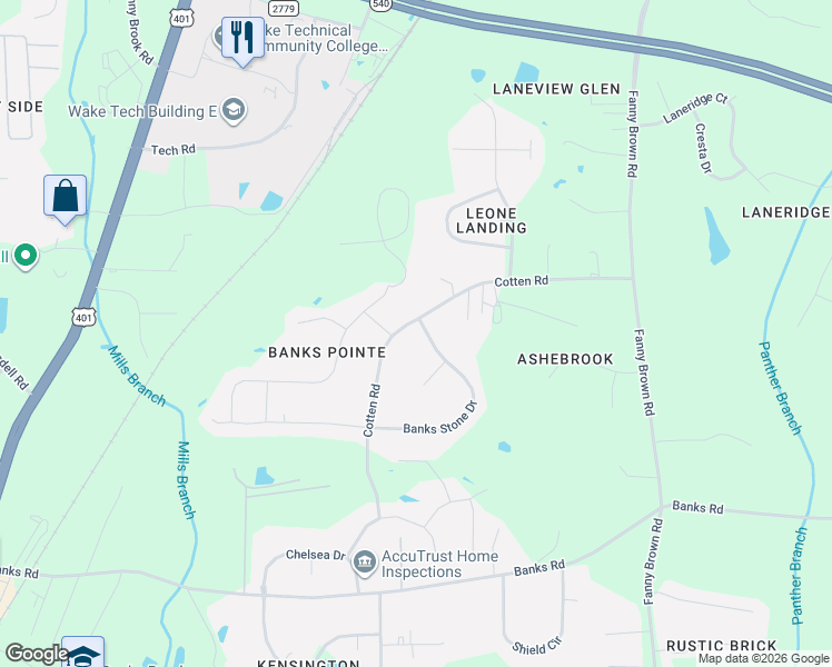 map of restaurants, bars, coffee shops, grocery stores, and more near 4000 Banks Stone Drive in Raleigh