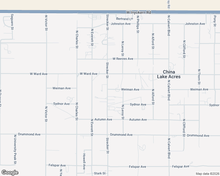 map of restaurants, bars, coffee shops, grocery stores, and more near 1206 Strecker Street in Ridgecrest