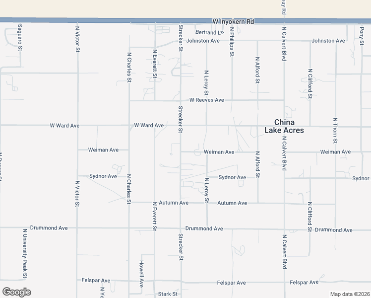 map of restaurants, bars, coffee shops, grocery stores, and more near 1206 Strecker Street in Ridgecrest