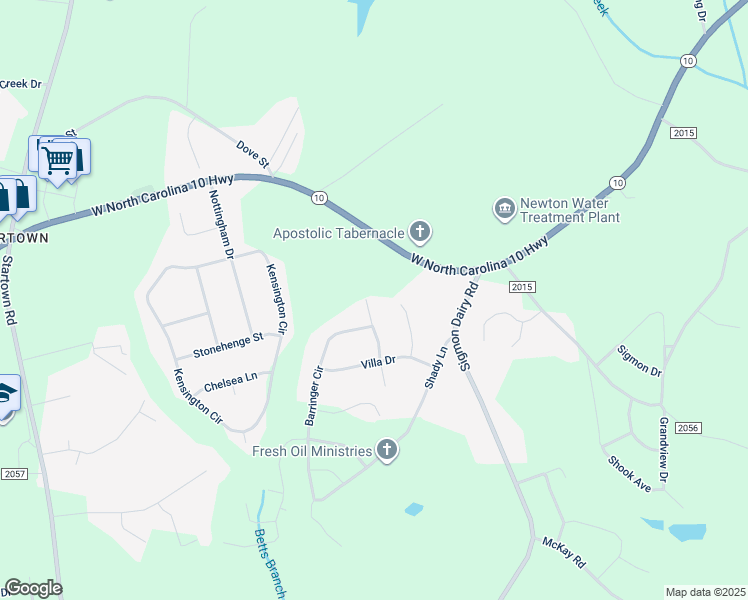 map of restaurants, bars, coffee shops, grocery stores, and more near 1604 Hedrick Street in Newton