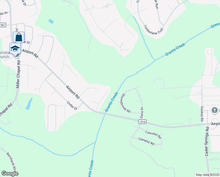 map of restaurants, bars, coffee shops, grocery stores, and more near 302 Village Creek Way in Salisbury