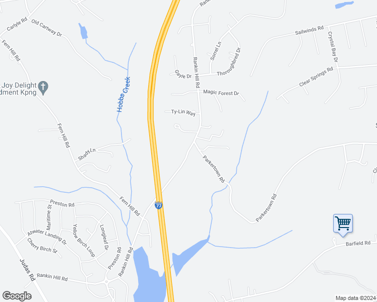 map of restaurants, bars, coffee shops, grocery stores, and more near Rankin Hill Road in Mooresville