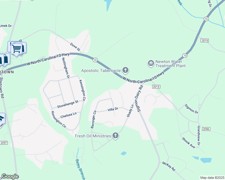 map of restaurants, bars, coffee shops, grocery stores, and more near 1604 Hedrick Street in Newton