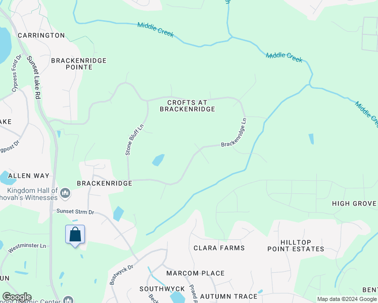 map of restaurants, bars, coffee shops, grocery stores, and more near 3617 Tartancroft Place in Fuquay Varina