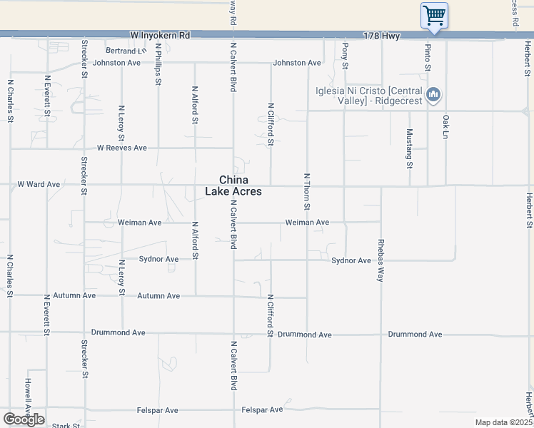 map of restaurants, bars, coffee shops, grocery stores, and more near 4008 Weiman Avenue in Ridgecrest