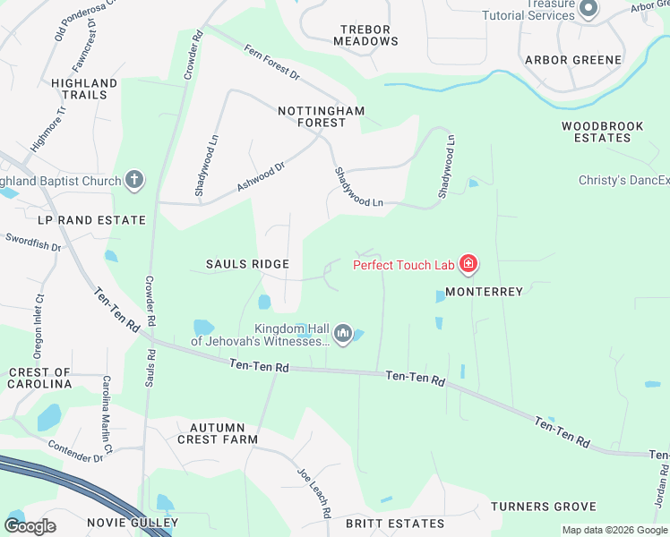 map of restaurants, bars, coffee shops, grocery stores, and more near 9704 Jordan View Drive in Raleigh