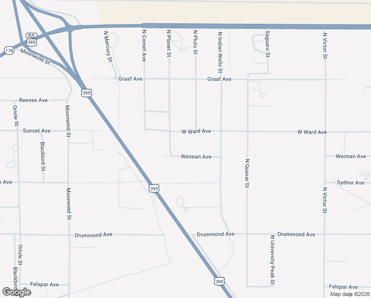 map of restaurants, bars, coffee shops, grocery stores, and more near 5426 Weiman Avenue in Ridgecrest