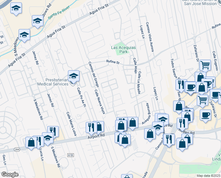 map of restaurants, bars, coffee shops, grocery stores, and more near 37 Zepol Road in Santa Fe